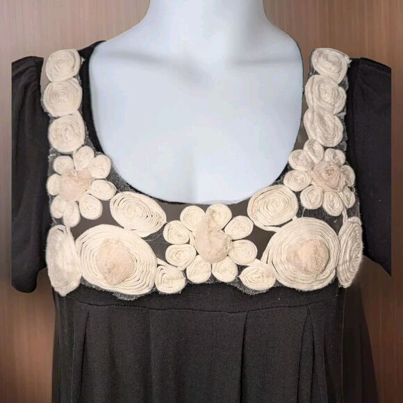 Boho Floral Top Women's Size Large Black And White - Picture 2 of 5